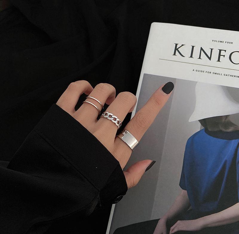 3Pcs/set Korean Simple Silver Ring Set Metal Hollow Finger Rings Fashion Women Jewelry Accessories