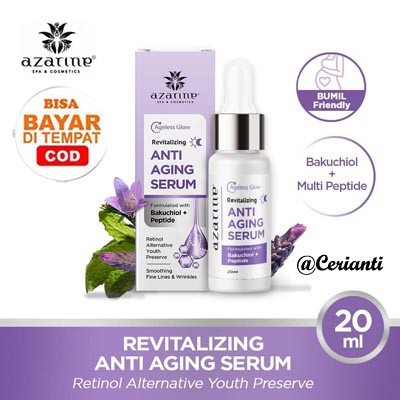 AZARINE Revitalizing Anti Aging Serum 20ml | Bakuchiol Peptide Serum Ageless Glow