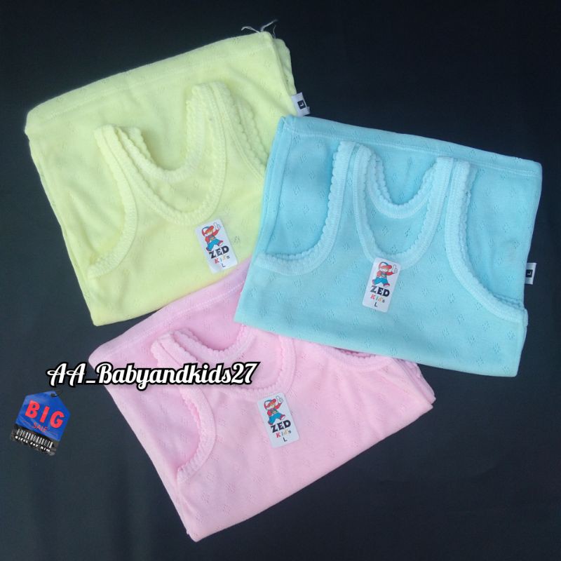 3PC Singlet Bayi dan Anak Zed Kids Ukuran S-6L Warna dan Putih SNI