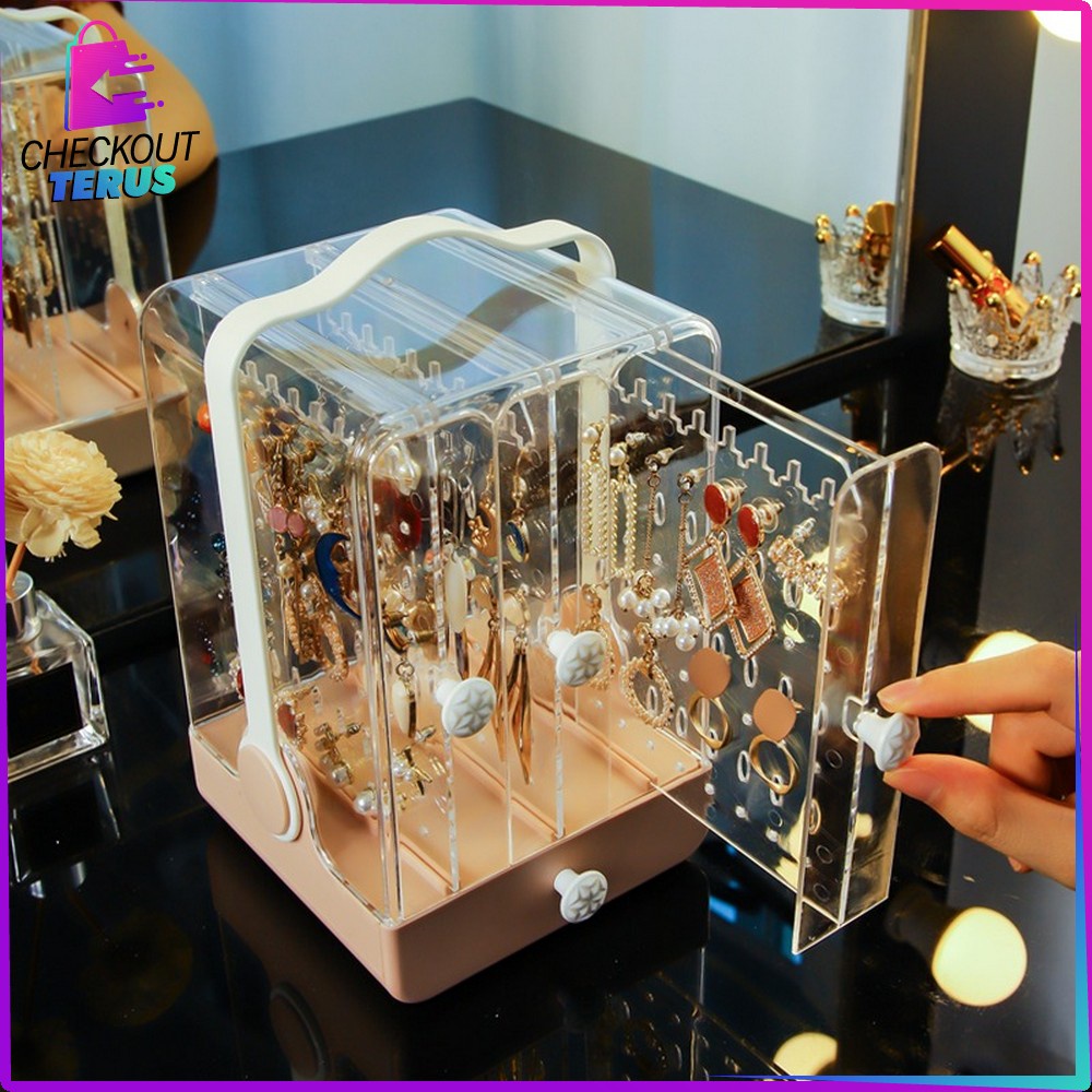 CT K17 Rak Perhiasan Anti Debu Jewelry Box Acrylic Tempat Penyimpanan Acrylic Organizer Rak Anting dan Aksesoris Wanita