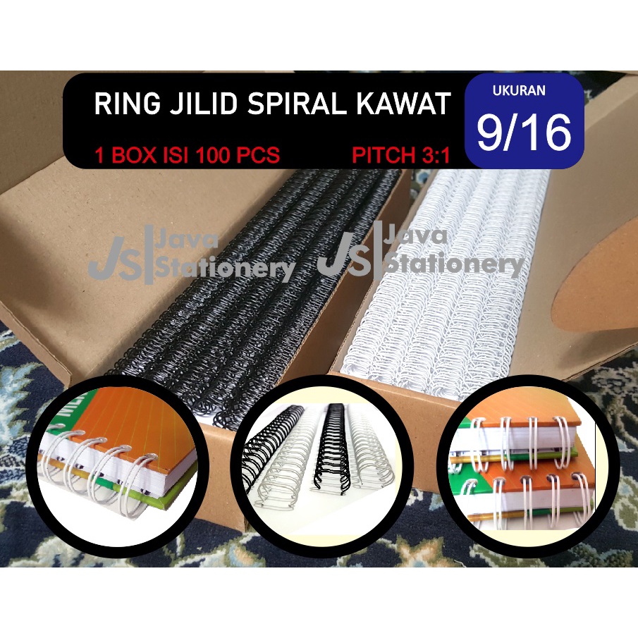 

Spiral Kawat Jilid 9/16 Pitch 3:1 - 1 Box isi 100pcs