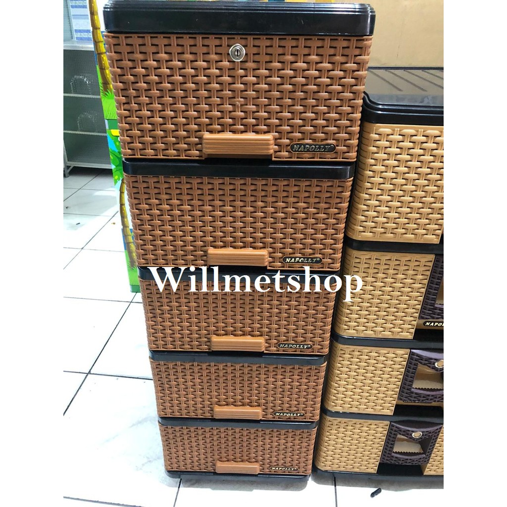 Lemari Plastik Napolly 3 Susun 4 Susun 5 Susun Coklat Hijau Biru Pink Rotan