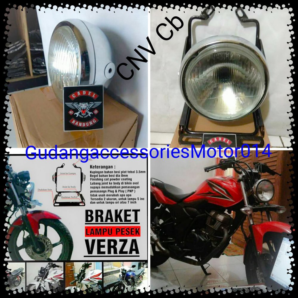 Braket Lampu Pesek  Verza Set Headlamp cb100 Braket Lampu Bulat Verza Set Lampu CB100  BONUS STICKER
