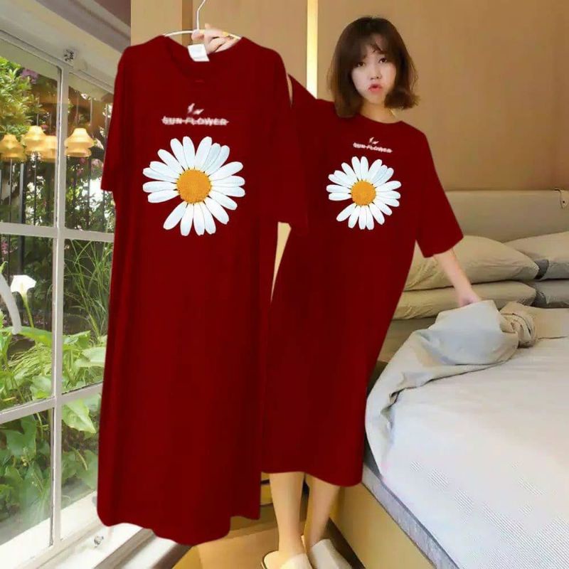 Medan Termurah Tunik dress panjang fit to LD max 115 Tunik flower cute spandek