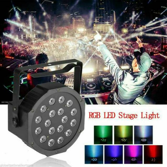 lampu sorot panggung disco 18led/ada sensor suara/lampu panggung rgb 18w/par light/ada sensor suara