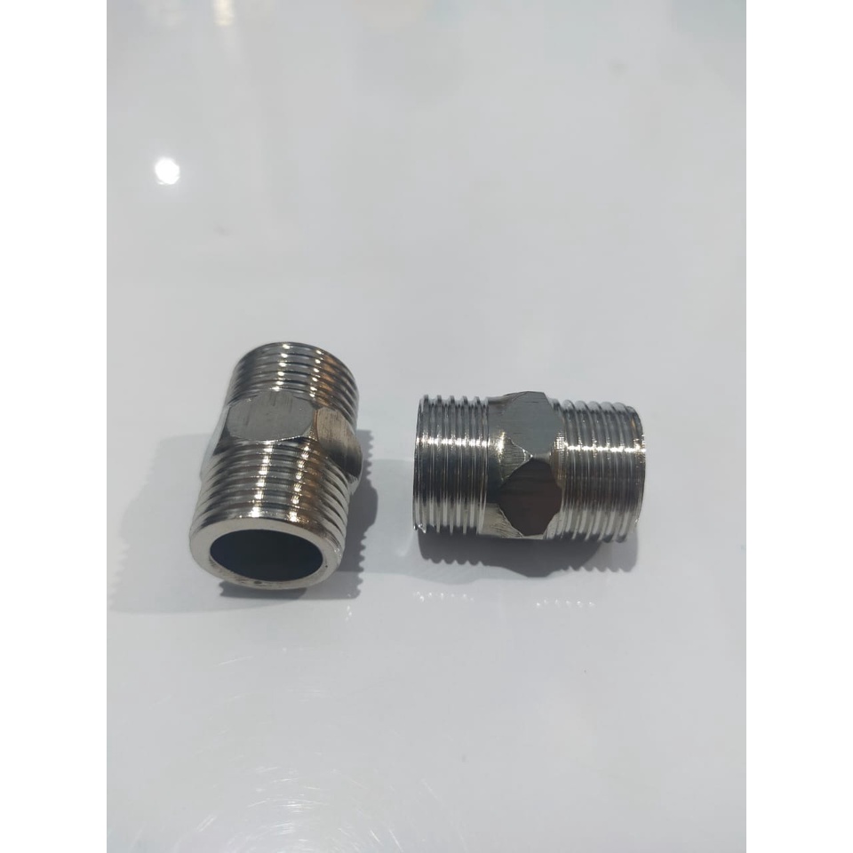 DOUBLE NEPEL 1/2 X 1/2 INCI FOKRING DL DRAT LUAR STAINLESS