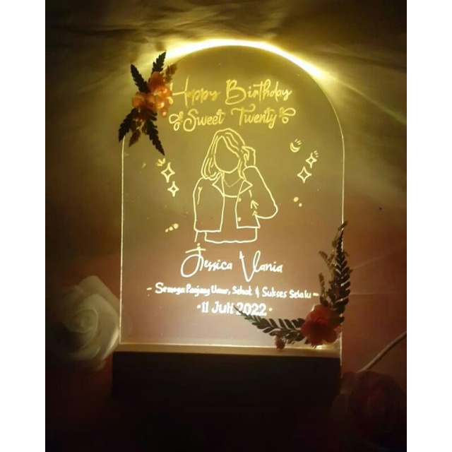 Acrylic Gift LED Bentuk / Custom / Kado / Gift / Souvenir