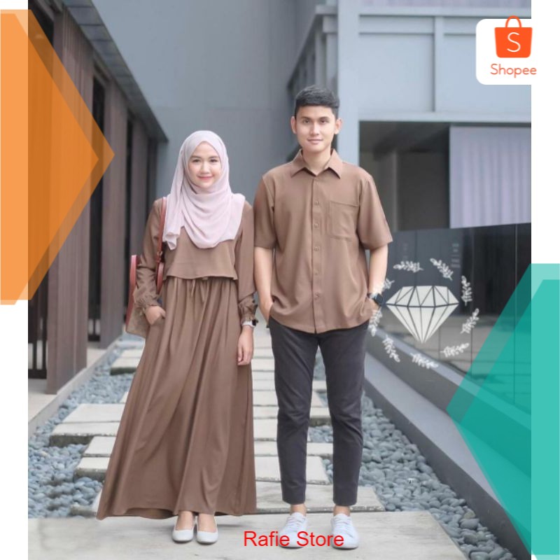 Gamis Couple Pasangan Remaja manopo Modis Kekinian Modern Terbaru 2021 Couple lebaran terbaru