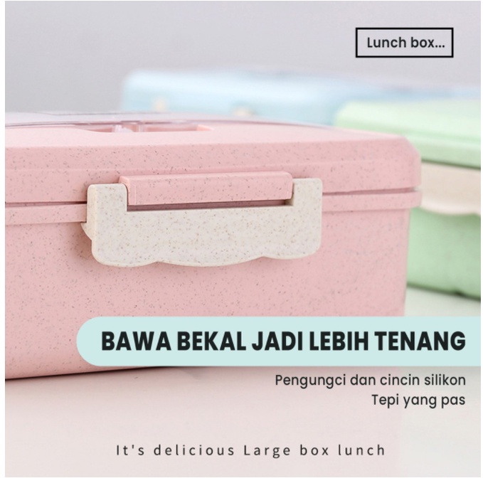 MATOUGUI - Lunch BOX SET Kotak Makan Siang BPA Free Tempat Makan Bento Multifungsi TMS0019 1000ML SET DAN 1500ML SET