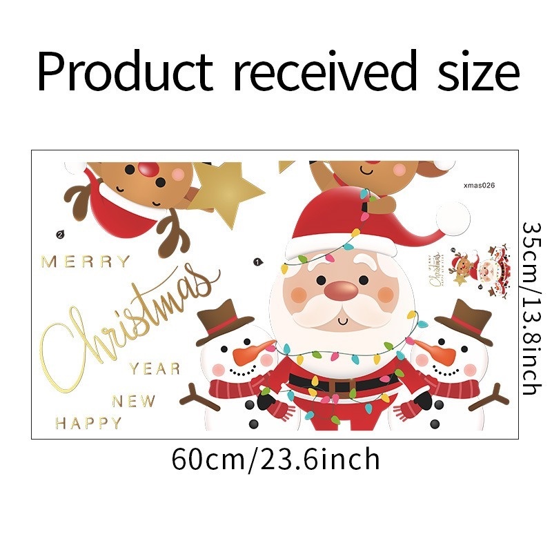 Stiker Dinding Desain Kartun Snowman Santa Claus Bahan Pvc Statis Dapat Dilepas Untuk Pesta Natal