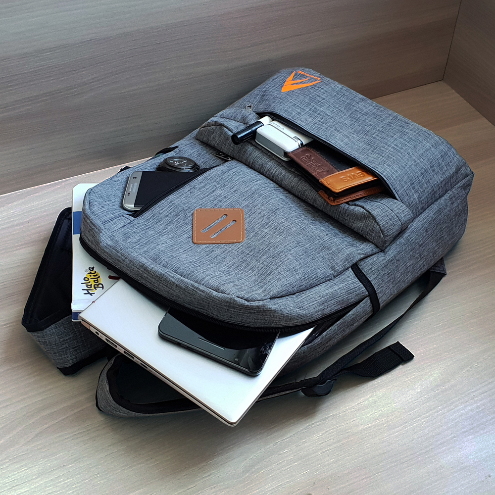 11.11 Super GRATIS ONGKIR Day!! Ransel Distro Metric DM300 Tas Pria Wanita Backpack Sekolah Tas Remaja - Free Raincover-Grey