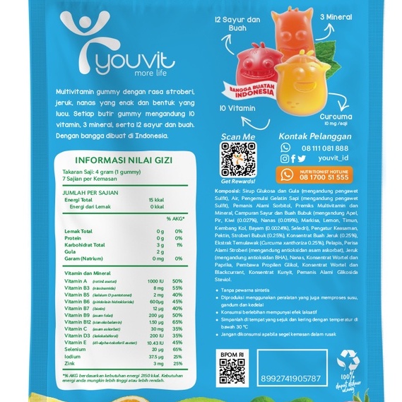 YOUVIT MULTIVITAMIN GUMMY ANAK 1 SACHET ISI 30 GUMMY