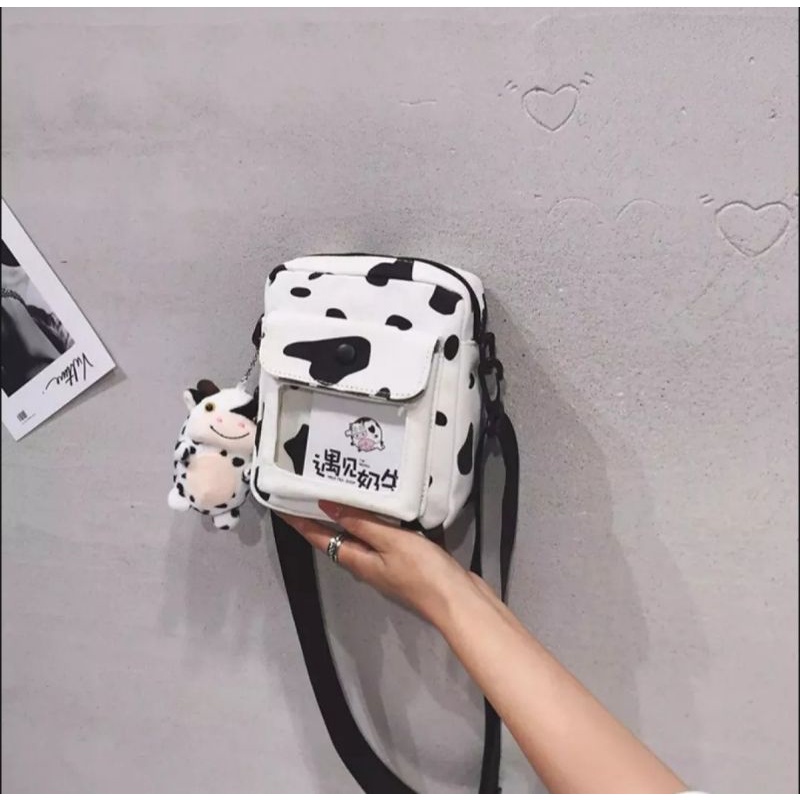 Tas Ransel Mini Motif Sapi//Slempang 2In1 - Tas Slempang Bahu Wanita-7