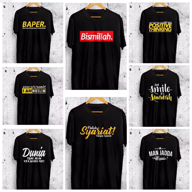 KAOS PRIA / KAOS DISTRO ISLAMI / KAOS DAKWAH ISLAMI / KAOS MURAH / BAJU PRIA LENGAN PENDEK 8 TULISAN