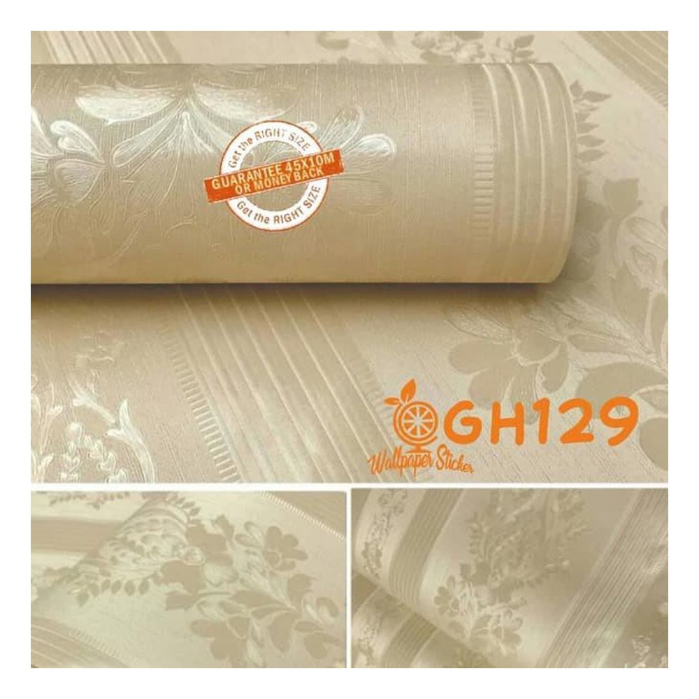 (COD) Gudang Wallpaper Sticker Dinding kamar anti air Murah Dan Terbaik Motif Gold Rose Flower Bahan PVC Premium (SUDAH ADA LEM)