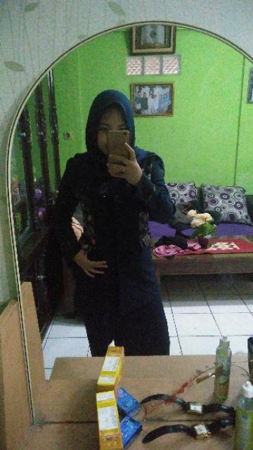 Baju Blazer Batik Dongker Navy Biru Tua Kombi Batik Shanghai Cewek Guru,dosen,hotel,rumah Sakit