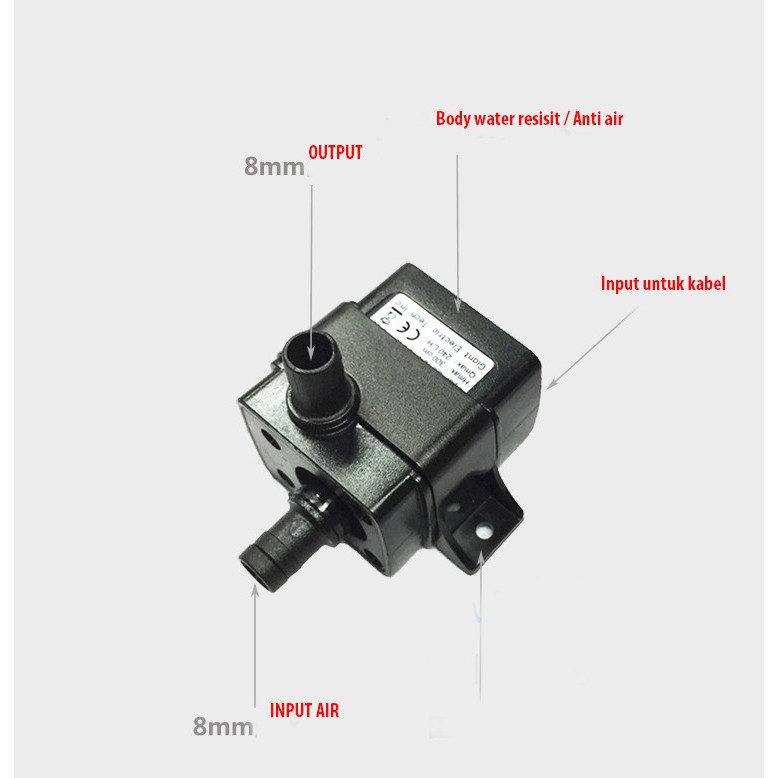 Brushless Subsible Water Pump Ultra quiet DC 12V 3M 240L/H (8041)