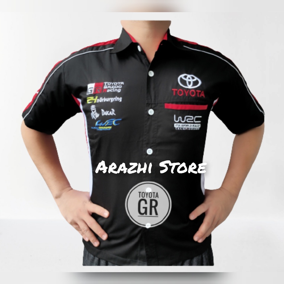 Seragam Otomotif Toyota GR Hitam Pria Kemeja Komunitas Otomotif Toyota GR Seragam Driver Toyota Gazo