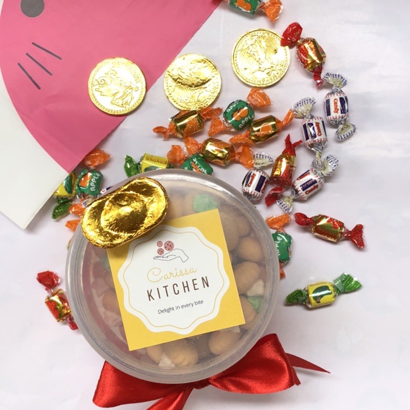 Bingkisan imlek cny 2021 murah isi snack kering 1 toples dan permen - hampers kecil - gift bag