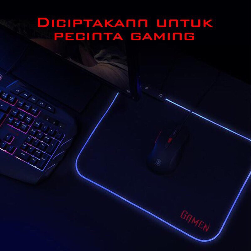 GAMEN GP-Halo Gaming Mousepad RGB Lighting Anti-Slip Rubber Base Black-Garansi