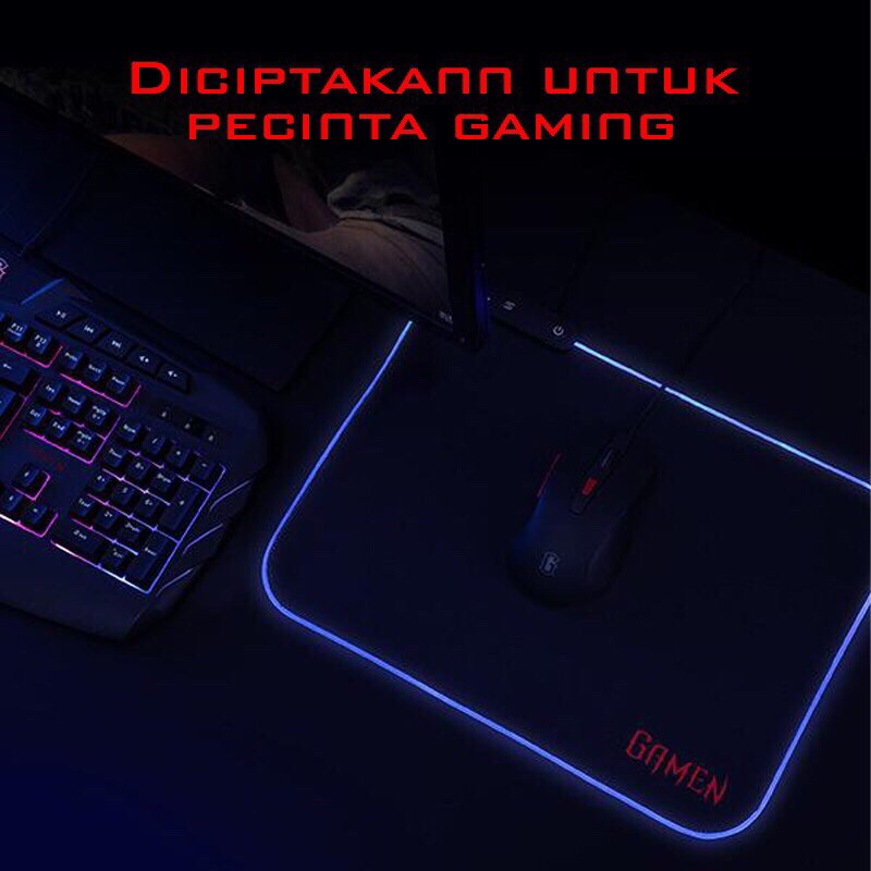 GAMEN GP-Halo Gaming Mousepad RGB Lighting Anti-Slip Rubber Base Black-Garansi