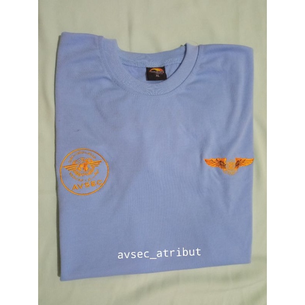 KAOS AVSEC BIRU AURI TANGAN PENDEK/ATRIBUT AVSEC