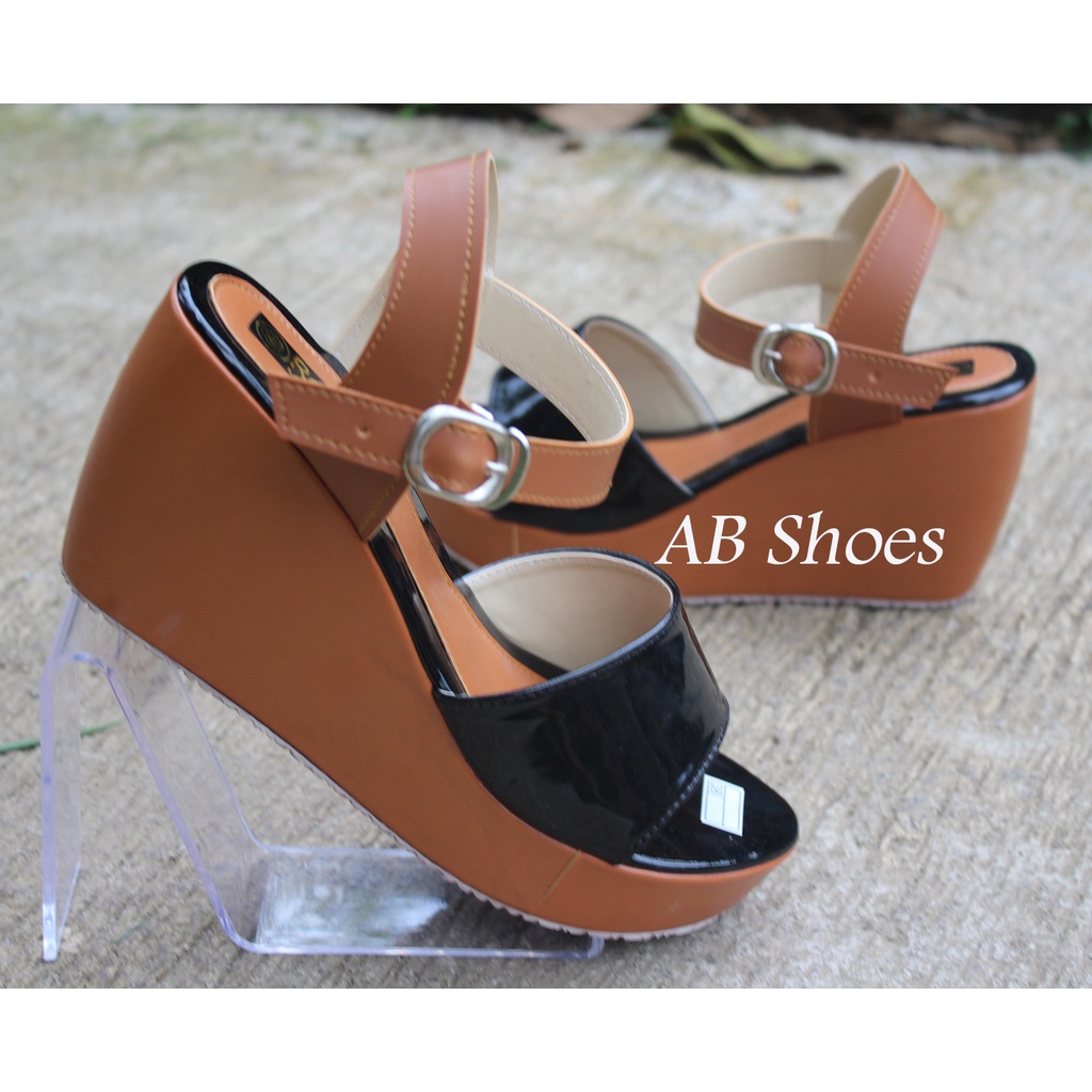 Wedges Wanita Pesta Casual Hitam / Sandal Wedges Wanita Kokop Tali