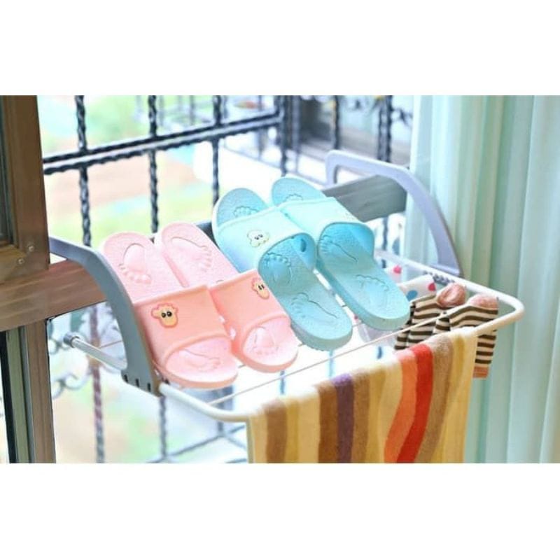 (HJ_888)Jemuran Balkon /Hanger Balkon Jemuran Gantung /Gantungan Serbaguna Jemuran Baju Handuk Hanger Balkon Apartemen/Foldable