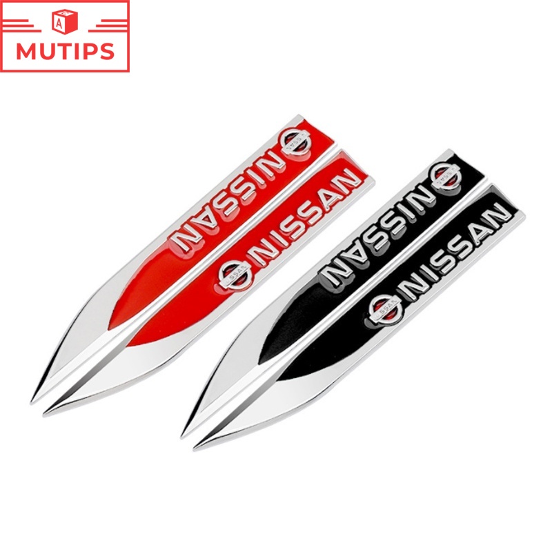 Nissan 2 Pcs Sticker Dekorasi Fender Samping Mobil RS March Juke Skyline Terrano Gtr Livina Serena Xtrail t31 t30 Bahan Metal 3D