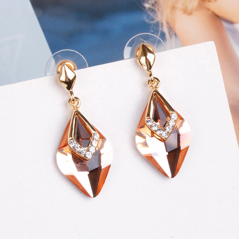 Anting Tusuk Gantung Panjang Bahan Sterling Silver 925 Hias Kristal Gaya Korea Untuk Wanita