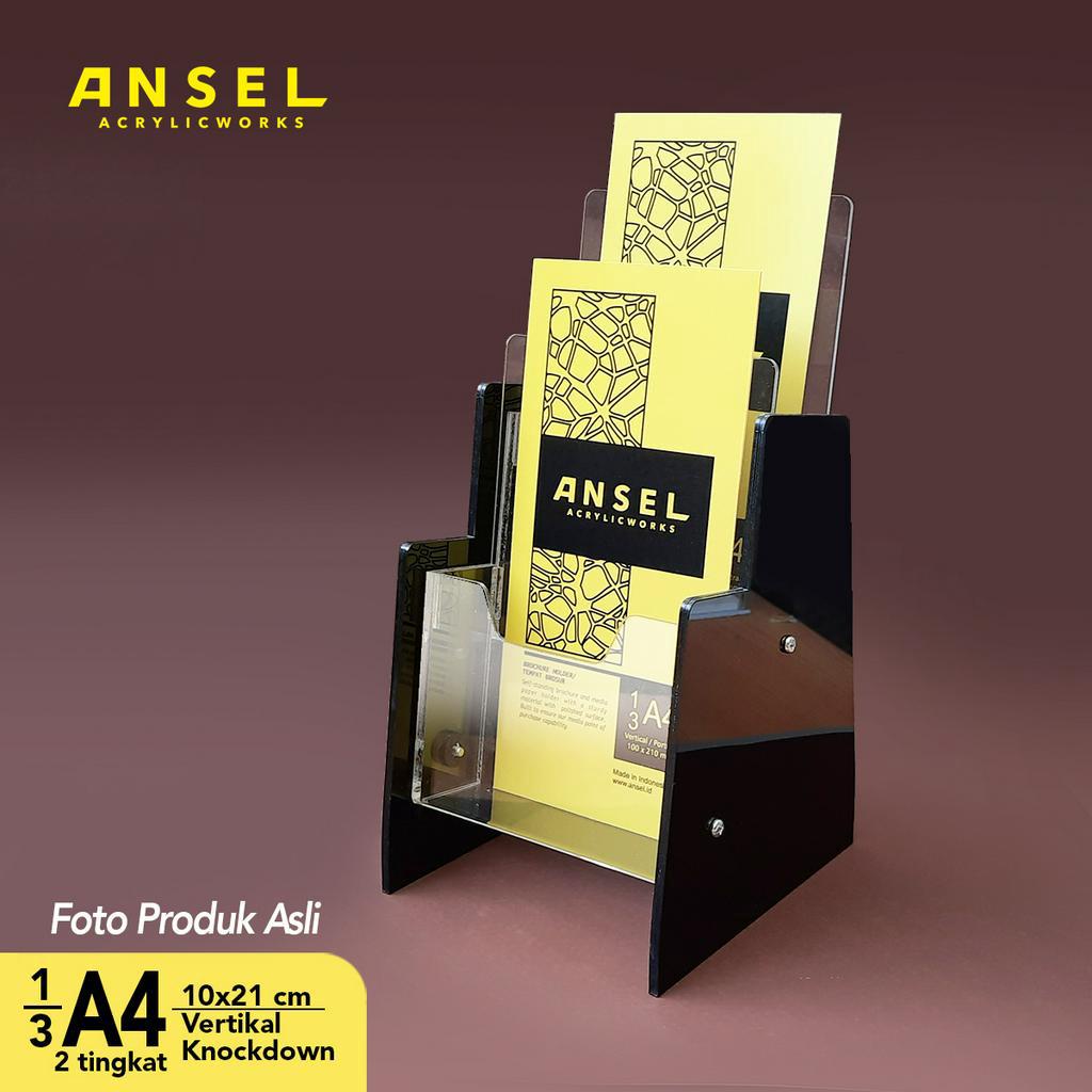 

ANSEL Tempat Brosur Akrilik /Acrylic Flyer Holder - 1/3 A4 -Tipe C 2 Tingkat