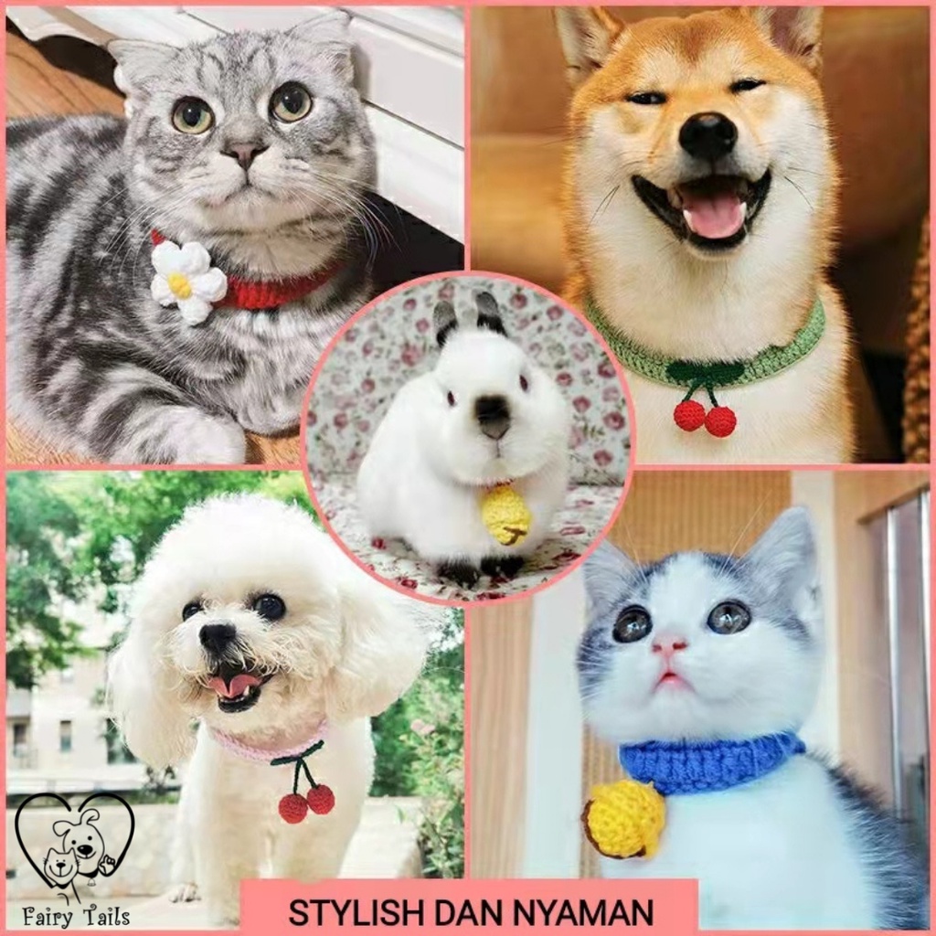 Kalung Rajut Bahan Wol Lembut Untuk Anabul Anjing dan Kucing Stylish dan Nyaman / Aksesoris Baju Kalung Anabul / Pet Necklace for Dog and Cat