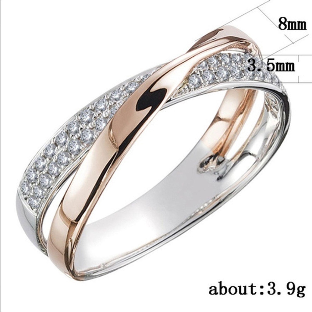 Cincin Bentuk X Dua Warna Untuk Wanita