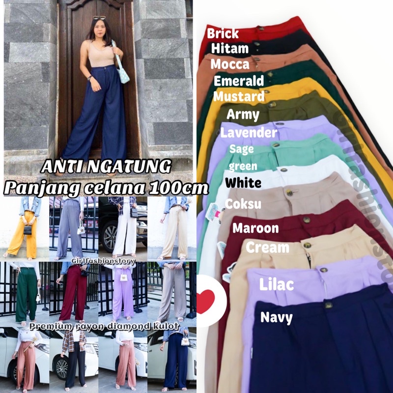 BEFAST - ZFS OOTD Wanita Celana ADICA / DIAMOND HIGHWAIST KULOT RAYON / Celana Instagrammable / Celana Panjang Casual Wanita / Kulot Kekiniaan Remaja / Fashion Formal Remaja Wanita / Celana Banyak Warna / Terlaris / Trendy / Terbaru 2022