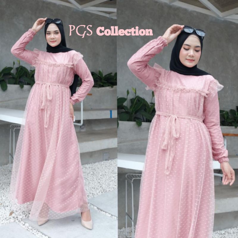 GAMIS MUSLIMAH TERBARU / SIMPLE DAN ELEGAN / TERLIHAT LEBIH ANGGUN DAN CANTIK BROKAT DOTTY PREMIUM