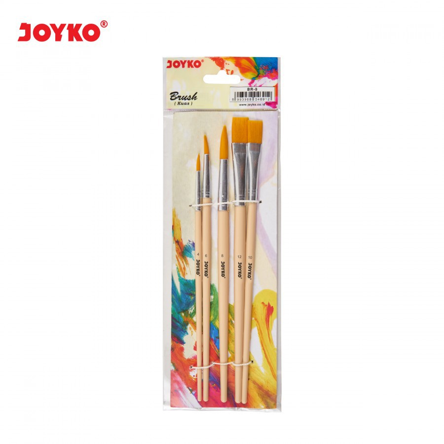 

Kuas Lukis Brush Joyko BR 8 Set Isi 5 Koas Cat Air Acrylic Minyak Guas