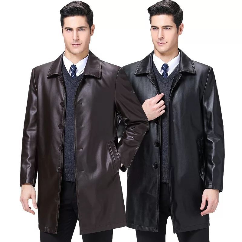 jaket kulit asli model panjang semi jas dari kulit domba Garut