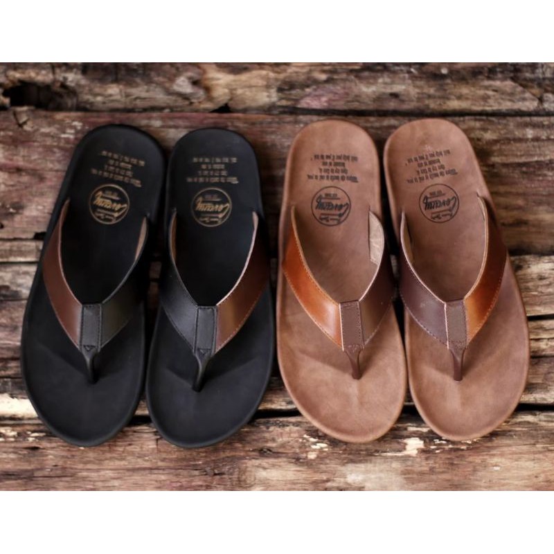 BELI 2 ONGKIR 1! SANDAL FULL KULIT ASLI CEVANY 05 JAVIT BLACK BROWN TAN ORIGINAL