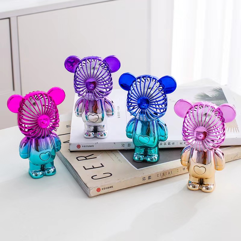 Kipas Angin Karakter Bear Brick Mini Fan USB Charger kecil Kipas Pendingin Genggam mini Portable unik mudah di bawa