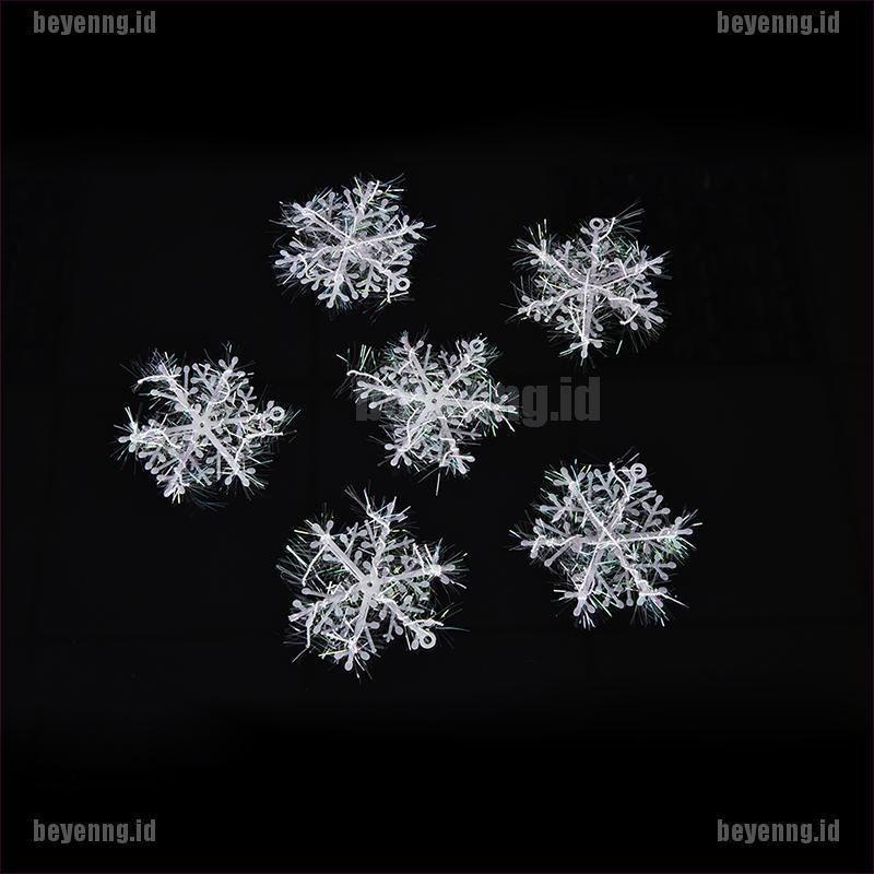 6 pcs Ornamen Gantung Desain Snowflake Warna Putih Untuk Dekorasi Pohon Natal