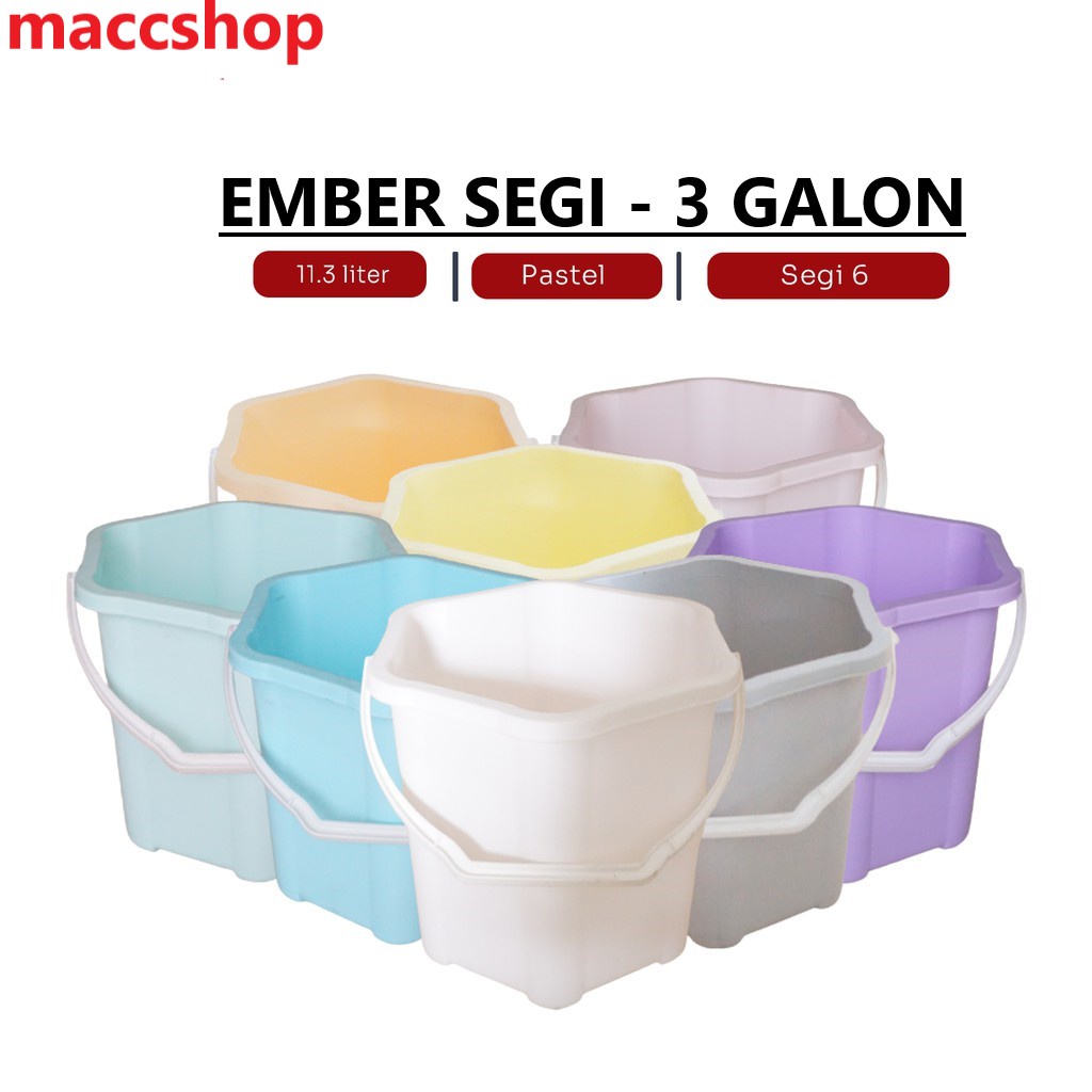 EMBER PLASTIK GAGANG SEGI 6 PASTEL - 3 GALON - 10 LITER