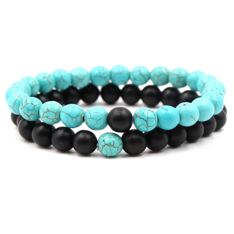 Gelang Manik-Manik Batu Matte Ukuran 8mm Untuk Pasangan