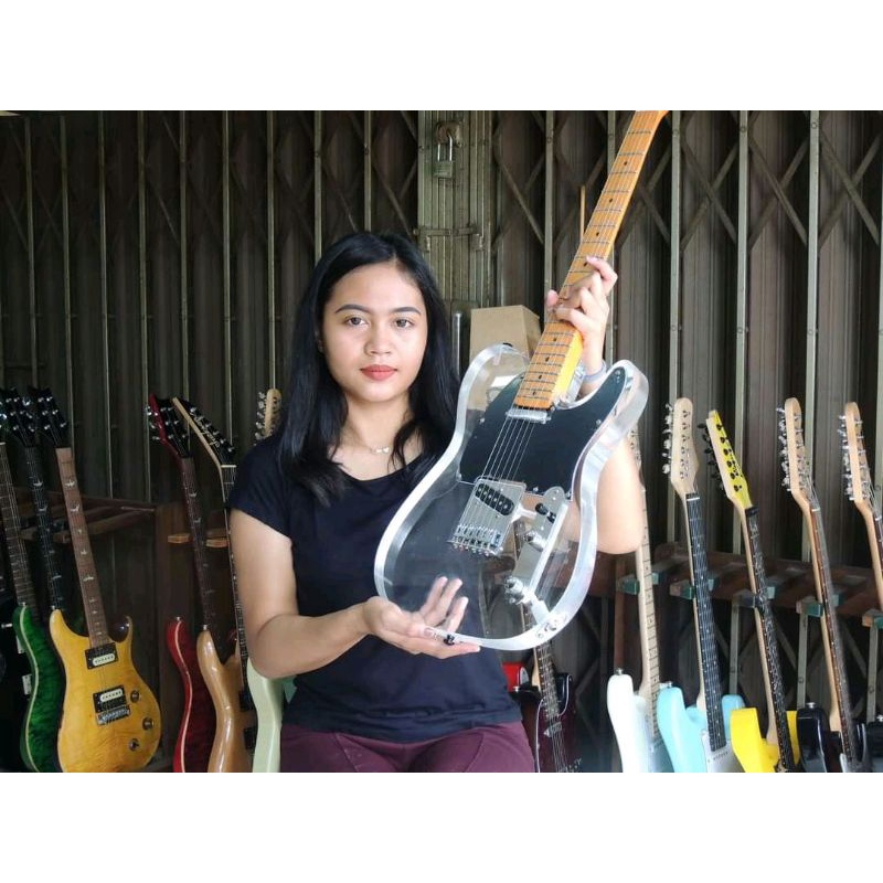 GITAR LISTRIK FENDER TELLECASTER AKRILIK AKRILIC TRANSPARAN ORIGINAL