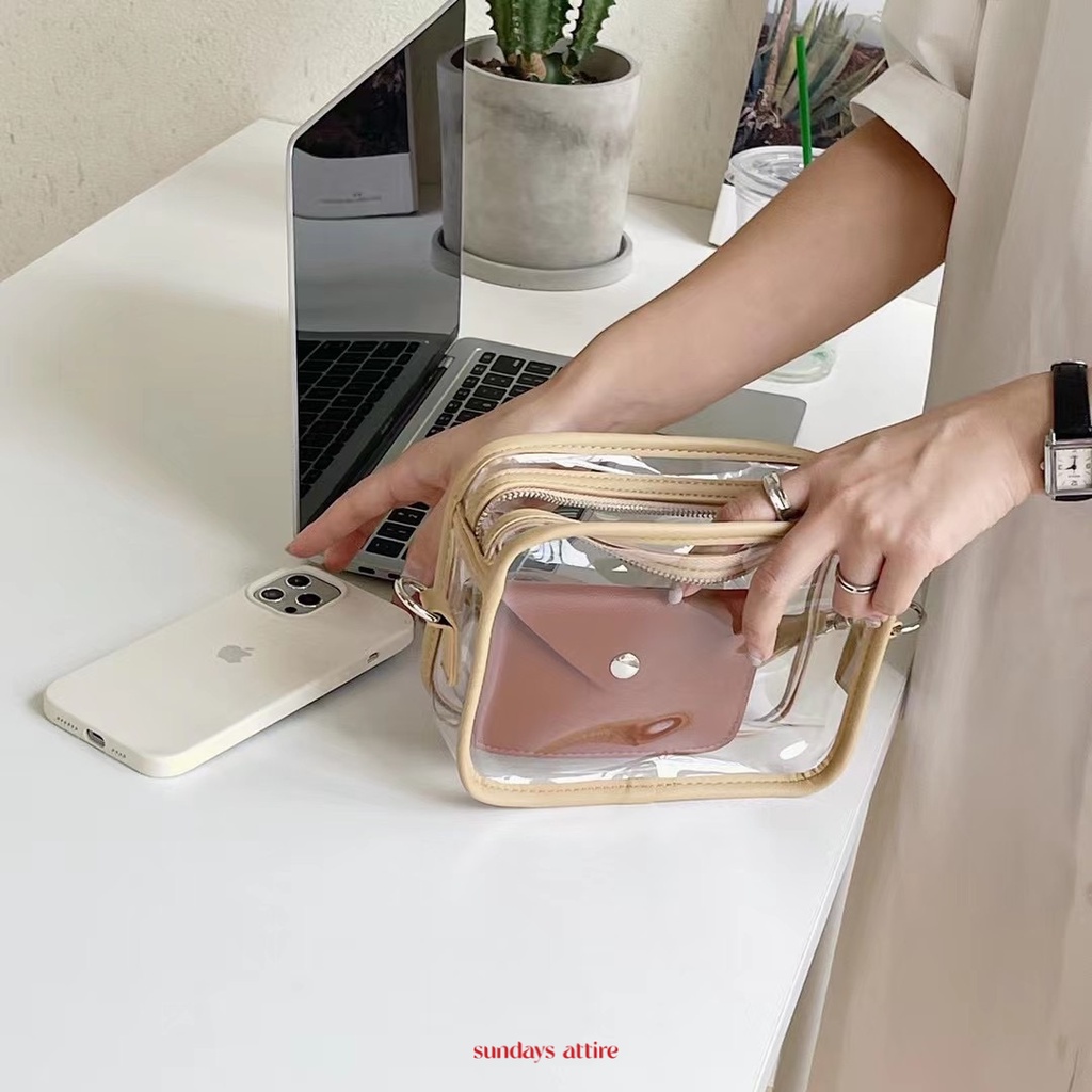 Sundays Attire - ASPEN transparent sling bag with FREE card holder / Tas Unisex