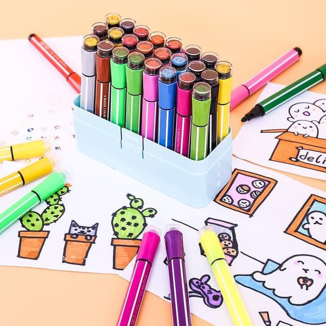 

IHOT SALEl Deli 70654 felt pen with stamp 24 colors