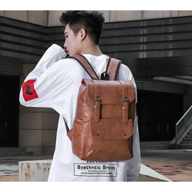 Tas Ransel Backpack Kulit Pria Import