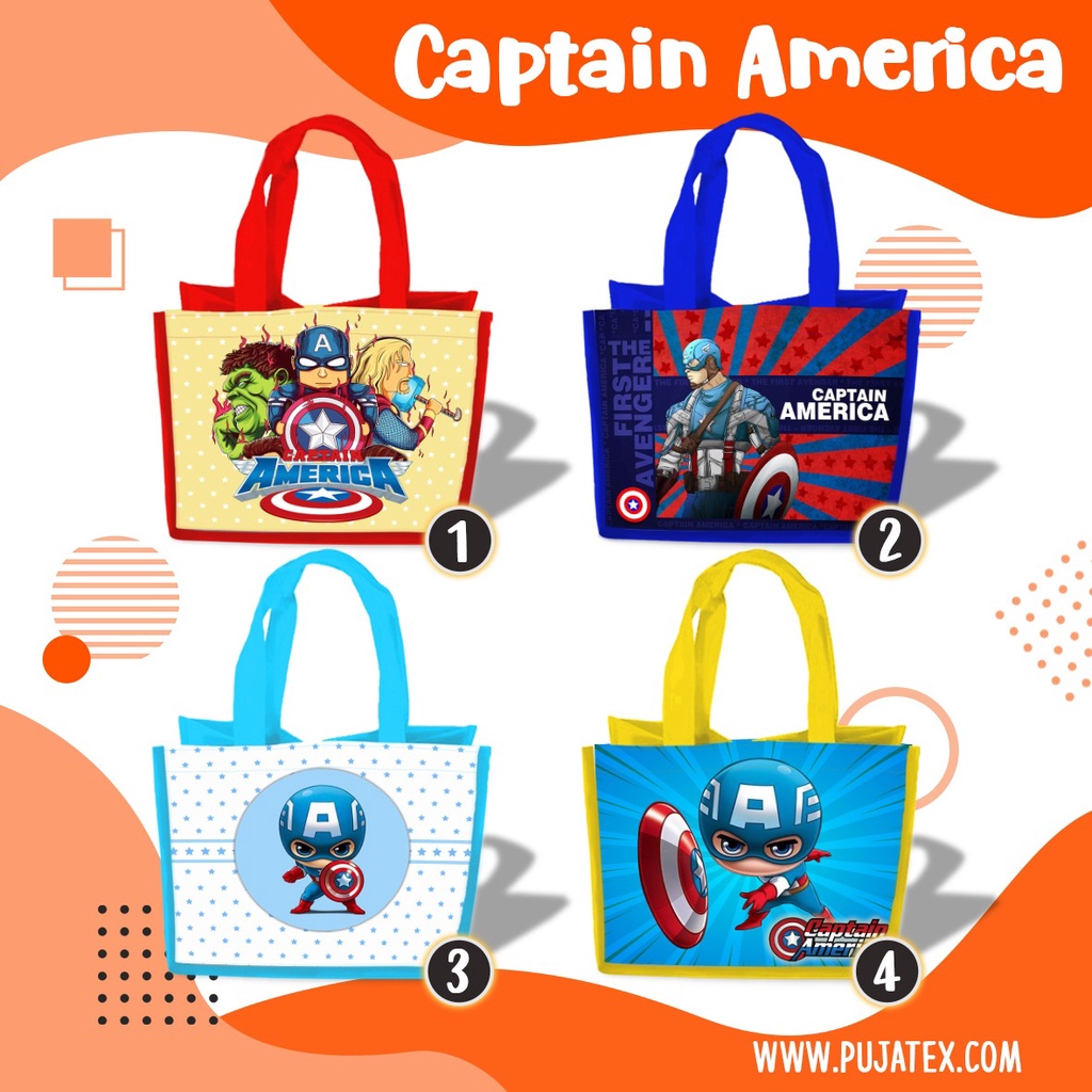 

Goodie Bag Ulang Tahun Tas Souvenir Captain America Tasyakuran Aqiqah Ultah Kantong Berkat Kartun Anak Lucu