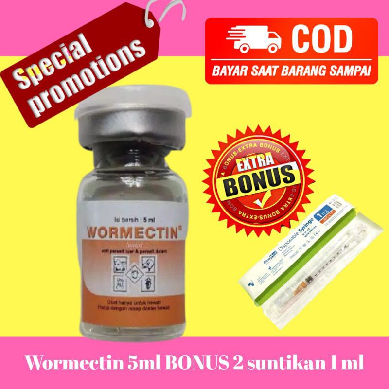 WORMECTIN 5ml Untuk Jamur Kucing Scabies kelinci Scabies Anjing Cacing Kucing Kambing