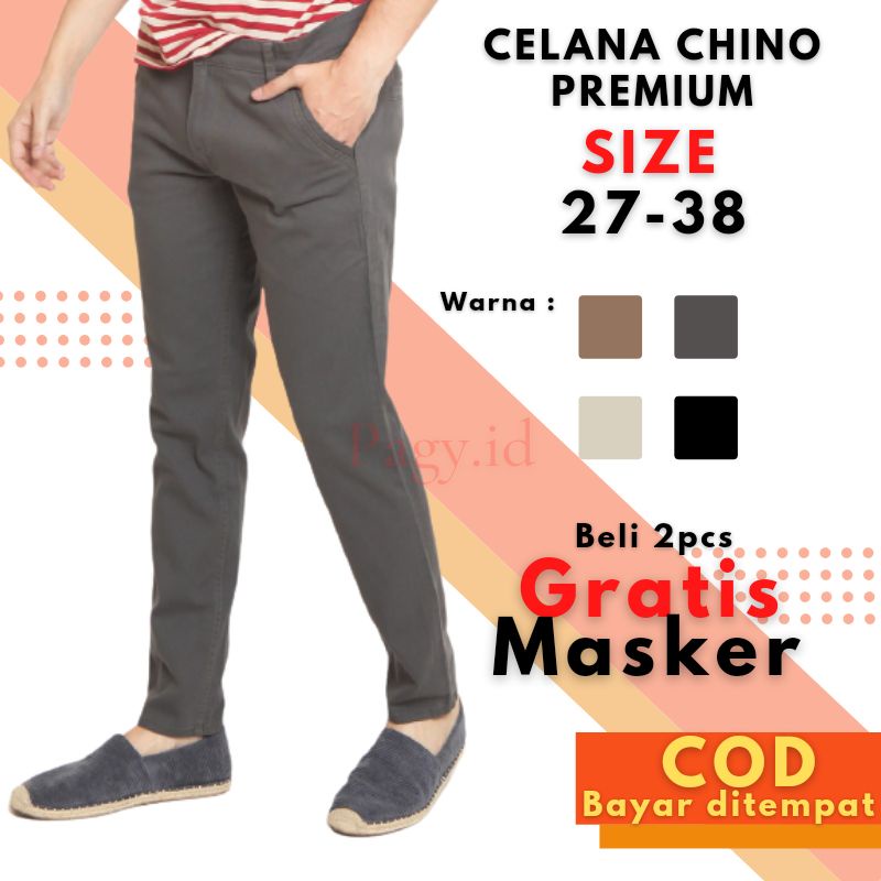 Celana Chino Panjang Cowok Remaja Outfit Korea Kekinian Korean Style Levis Distro Pria Chinos Slimfi