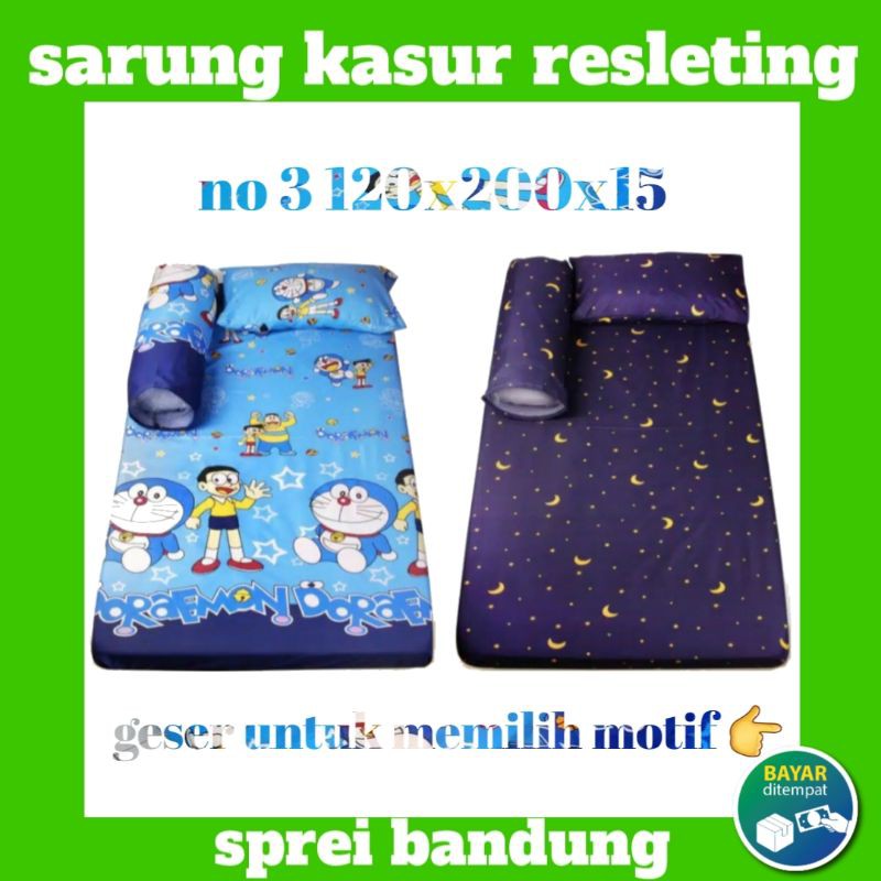 Sarung kasur busa resleting no 3 120x200x15 murah urung kasur sprei resleting karakter
